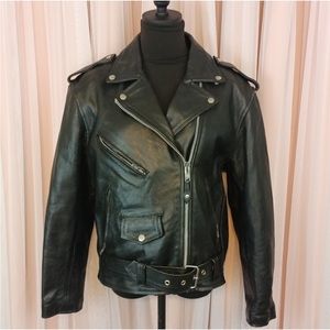 Women's River Road Black Leather Moto Jacket size Large